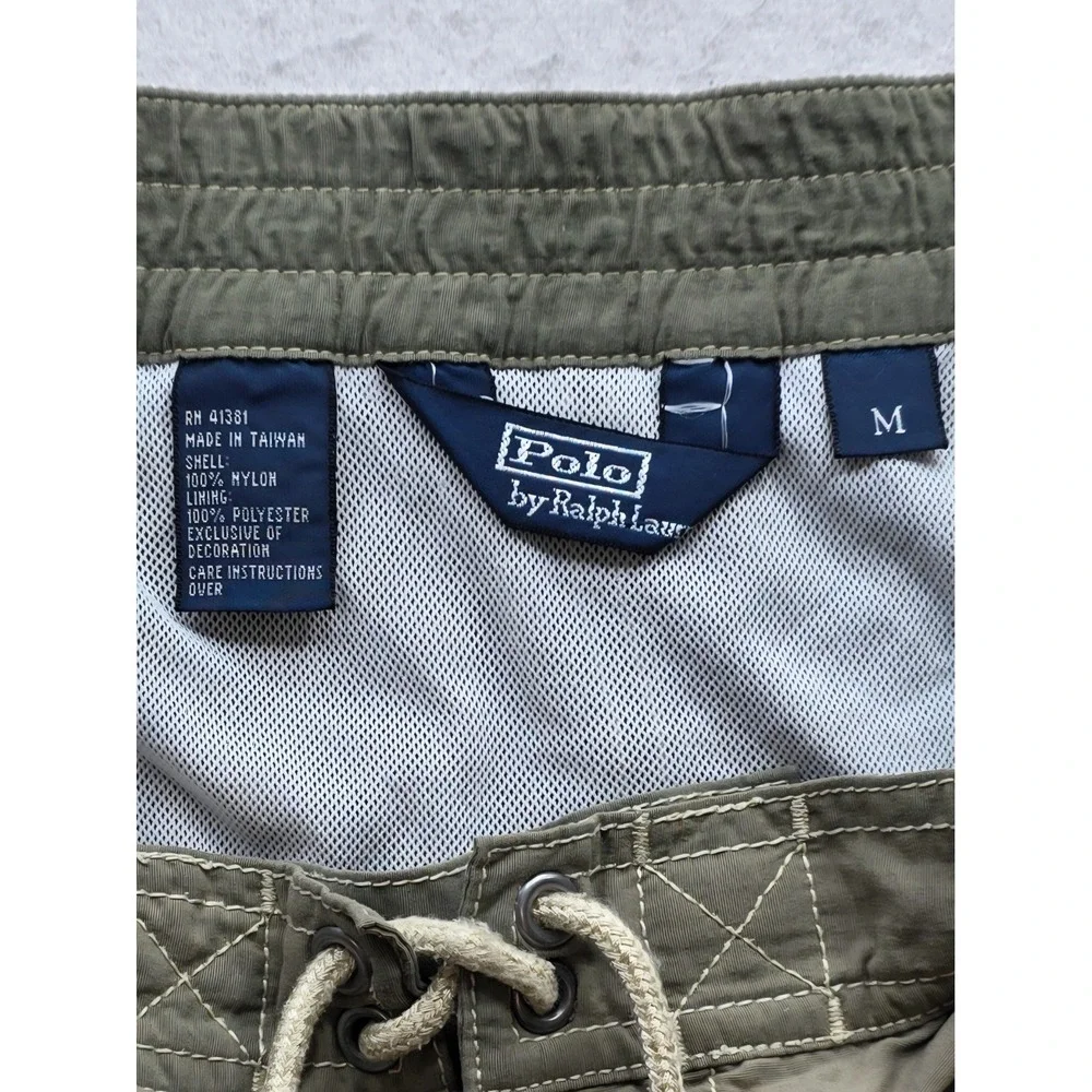 Polo Ralph Lauren Vintage Men's Brown w Red Pony Lined Swim Shorts. Size M